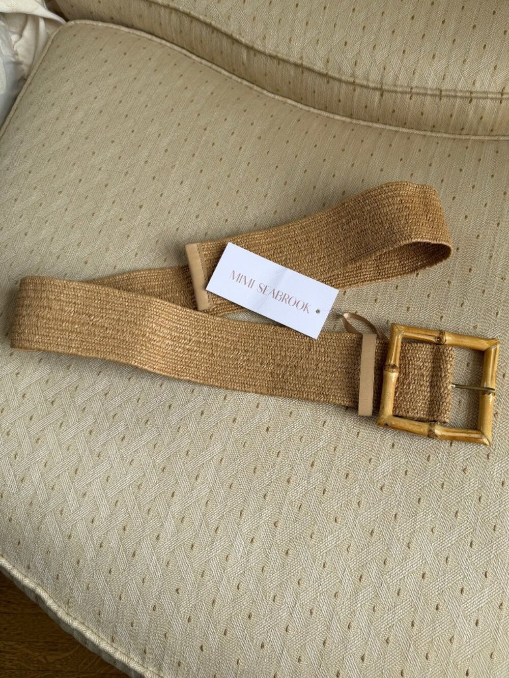 MIMI SEABROOK ANTHROPOLOGIE Brown Woven Stretch Belt with Bamboo Buckle NWT
